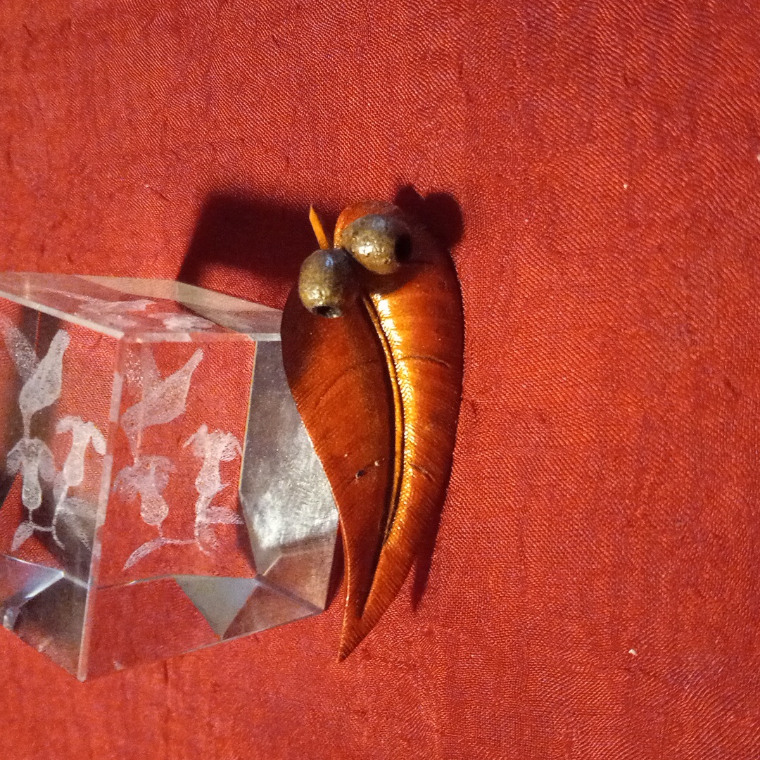 Boho Genuine Hard Pressed Leather Leaf Brooch